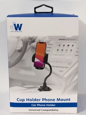 NEW Just Wireless Cup Holder Phone Mount, 360° Rotation, Universal Compatibility